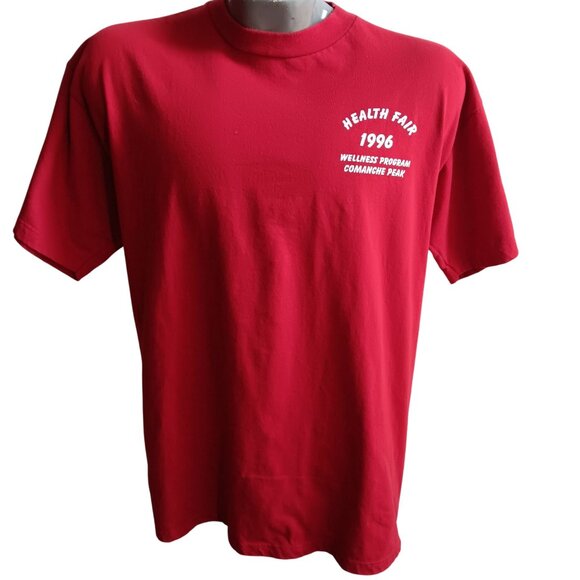 T-shirt Large Vintage 1990's 1996 COMANCHE PEAK OKLAHOMA FITNESS GRAPHIC - Picture 2 of 5